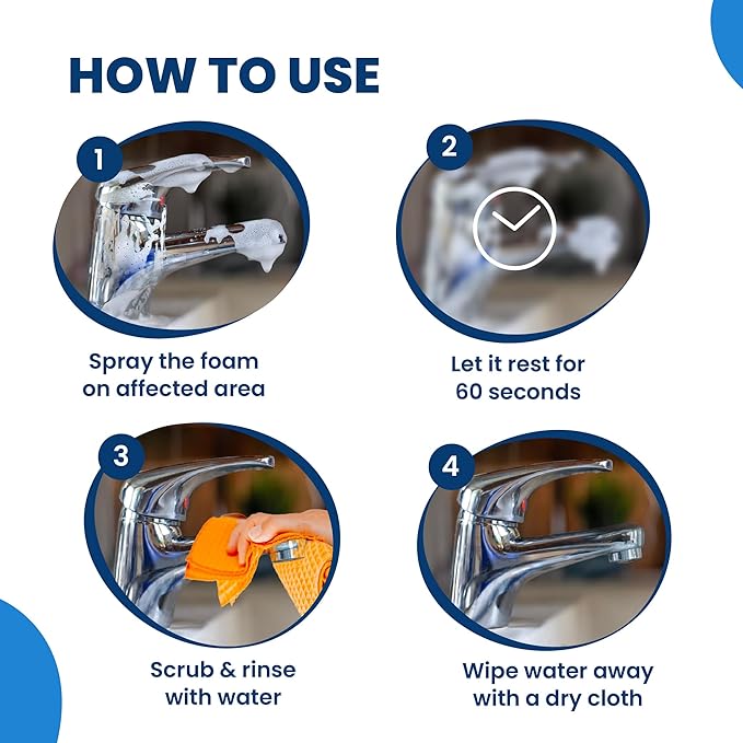 Hard Water Stain Remover Spray for Bathroom Taps, Basins, Showers & Floor Tiles 200ml (Pack of 2)